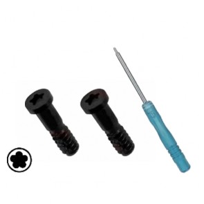 2 x Black 5 Point Star Pentalobe Screws + Screwdriver Repair Kit for iPhone 5 5G