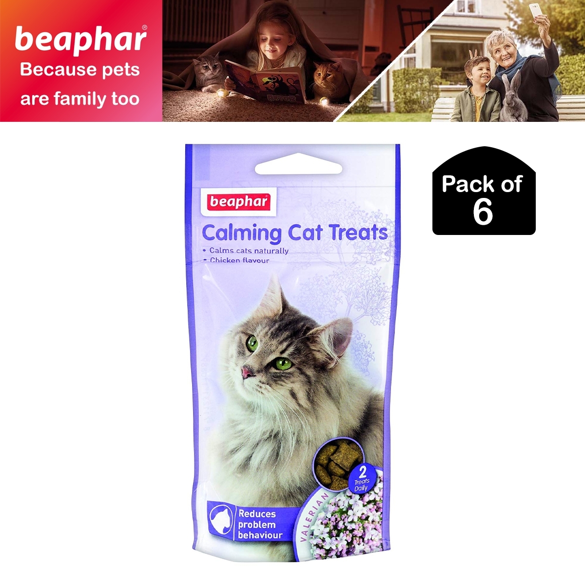 6x Beaphar Calming Treats 35g Meaty Flavour Per Cats Kitten Fatica